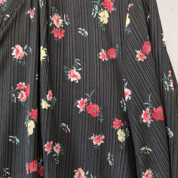 NWT Lane Bryant Black Floral Button Up Shirt Women's Plus Sz 26/28 Slinky Flowy - Picture 10 of 10